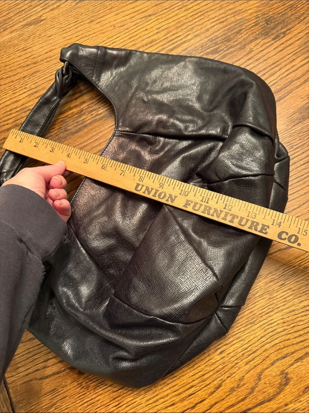 Furla Italian Leather Slouchy Hobo Shoulder Bag Black Tassel Large
